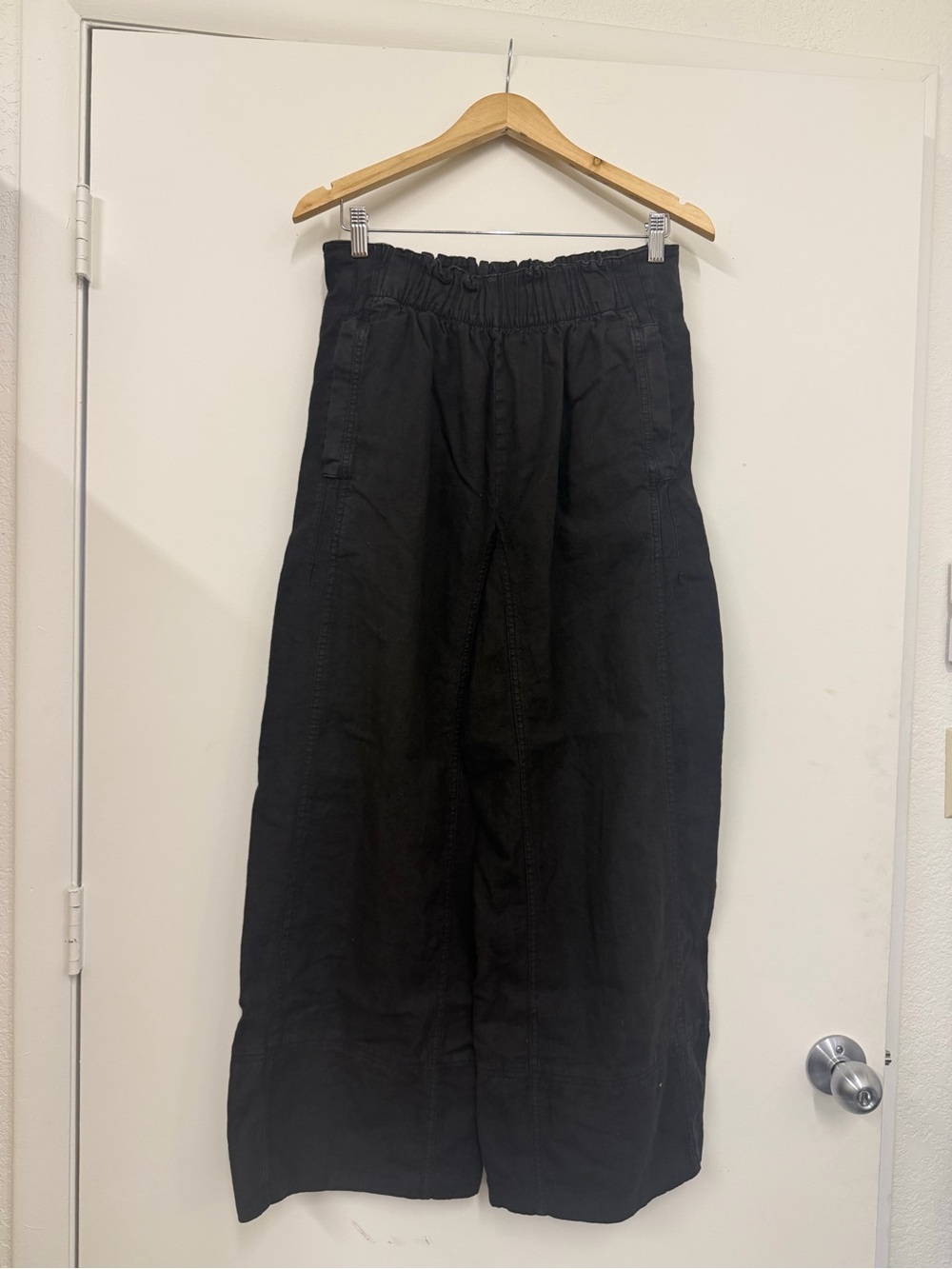 Free People Black Wide-Leg Pull-On Pants